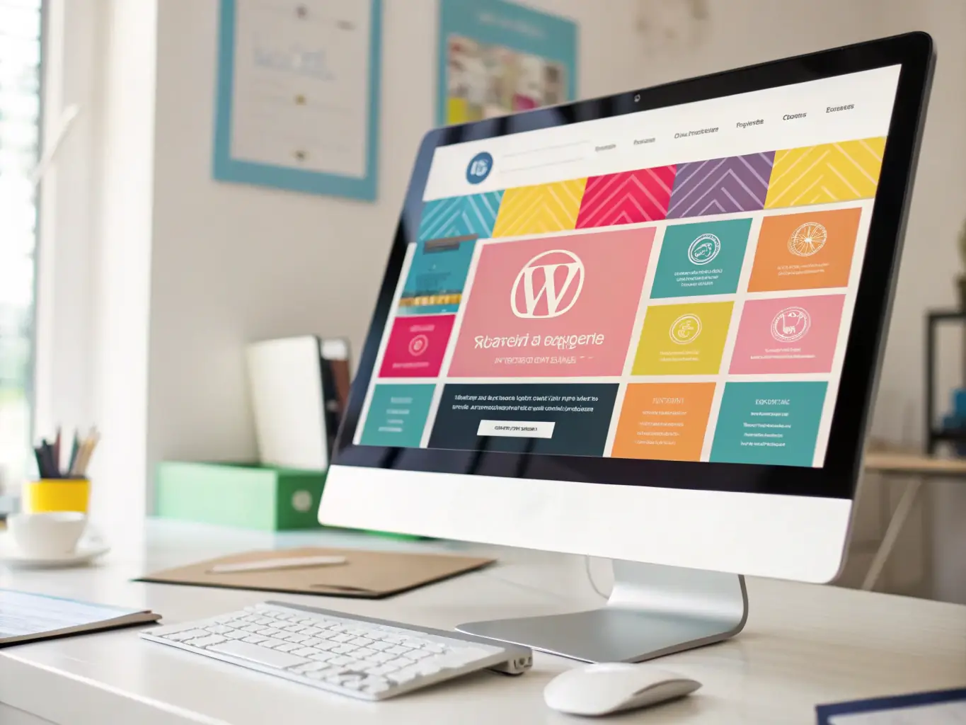 A professional-looking image showcasing a well-designed WordPress website with a focus on branding elements, such as logo placement, color scheme, and overall visual appeal.