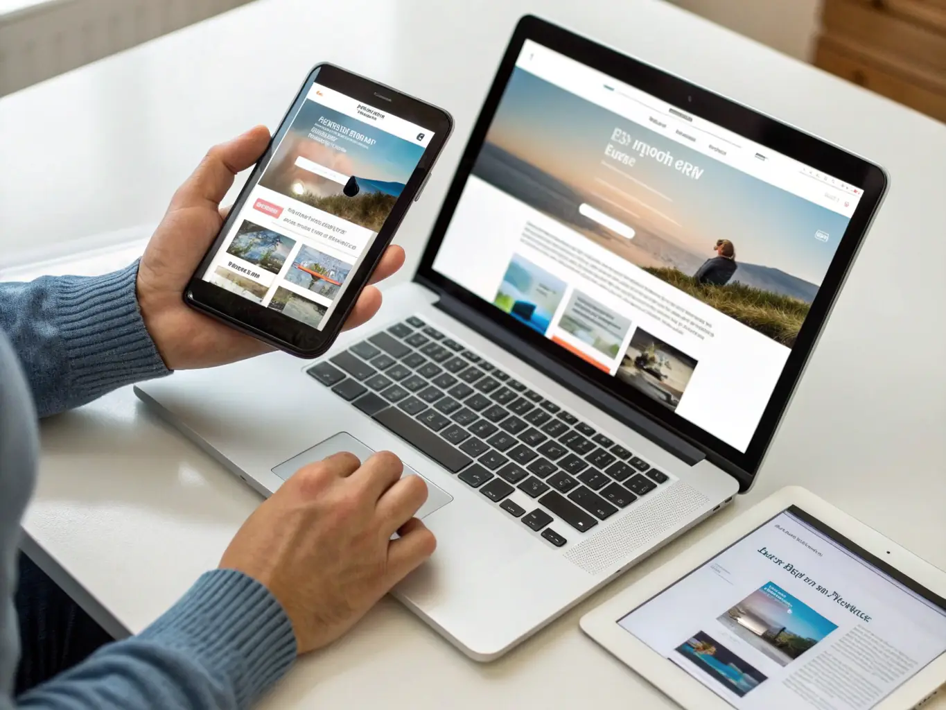 A visually appealing image of a website loading quickly on various devices (desktop, tablet, mobile), emphasizing the fast performance and mobile-friendliness of Samson Digital's WordPress designs.