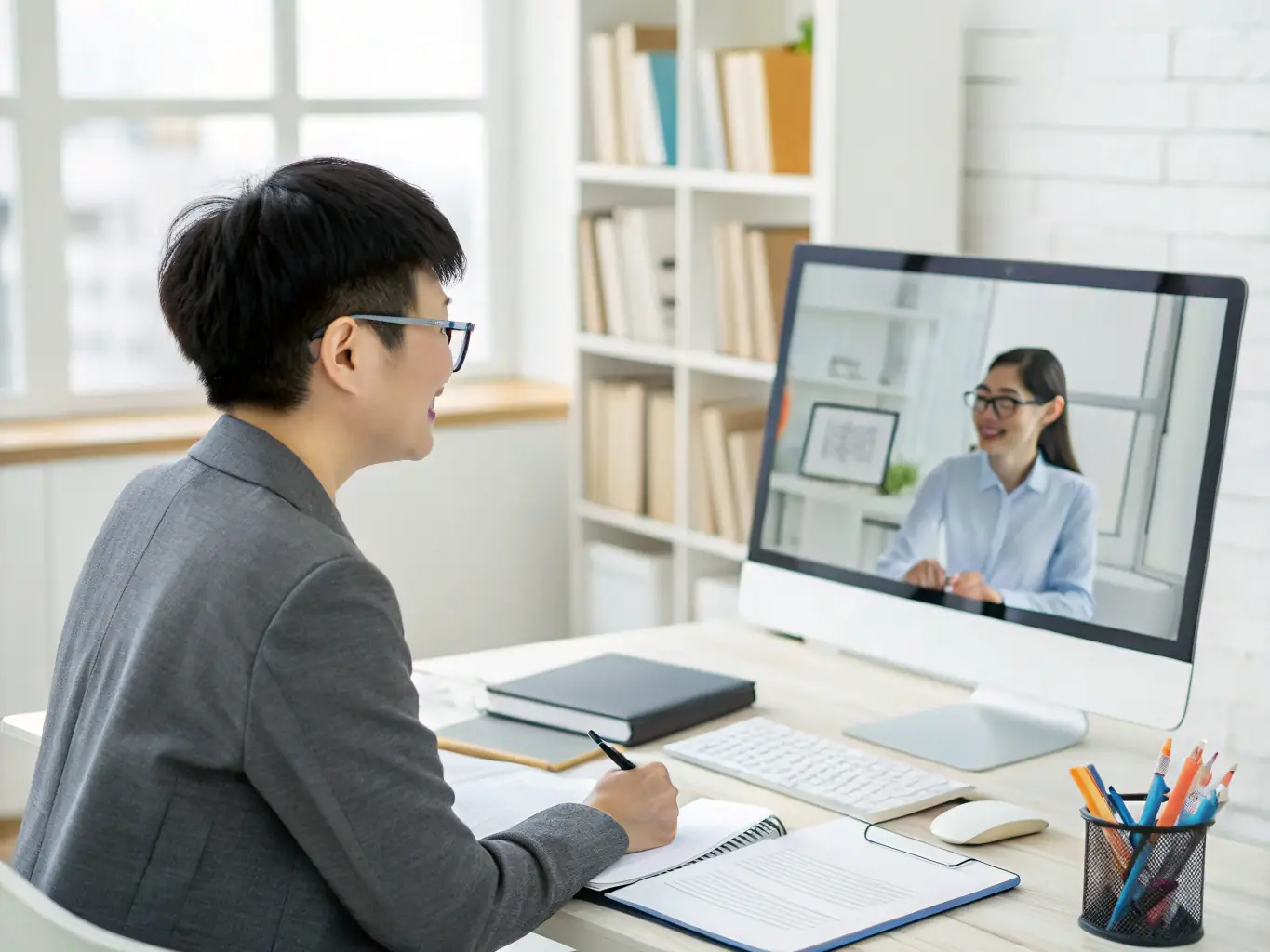 A one-on-one strategy call in progress, illustrating Samson Digital's personalized service and commitment to understanding each client's unique needs and goals.